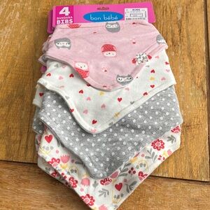 Bon Bebe Pink and Gray Owl Bandana Bibs Set